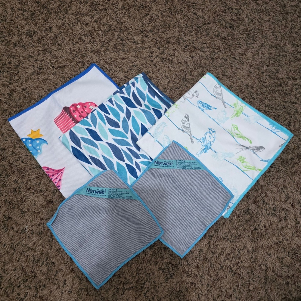 Norwex Microfiber Set 3 Window Cloths 2 Mini Envirocloths 5 Pc Bundle